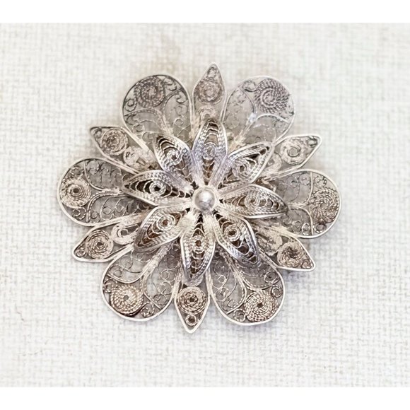Intricate Vintage Silver Statement Brooch - A3 - Picture 1 of 3